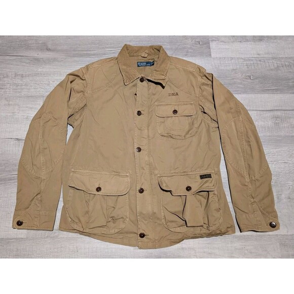 Vintage 90's Polo Ralph Lauren Jacket Hunting Chore Coat Brown Khaki Men's Sz XL - Picture 1 of 11